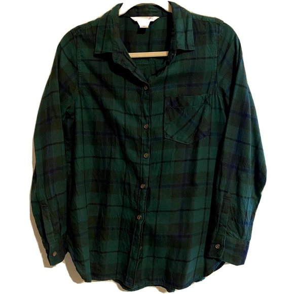 OLD NAVY "The Classic Shirt" Green Flannel M - Picture 1 of 7